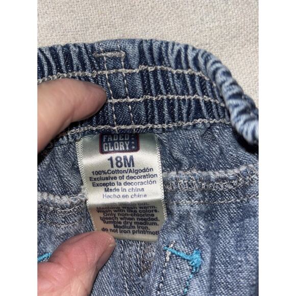 Vintage Baby Girl 18 Mon Faded Glory Butterfly Embroidered Jean Shorts W/Pockets - Picture 4 of 6